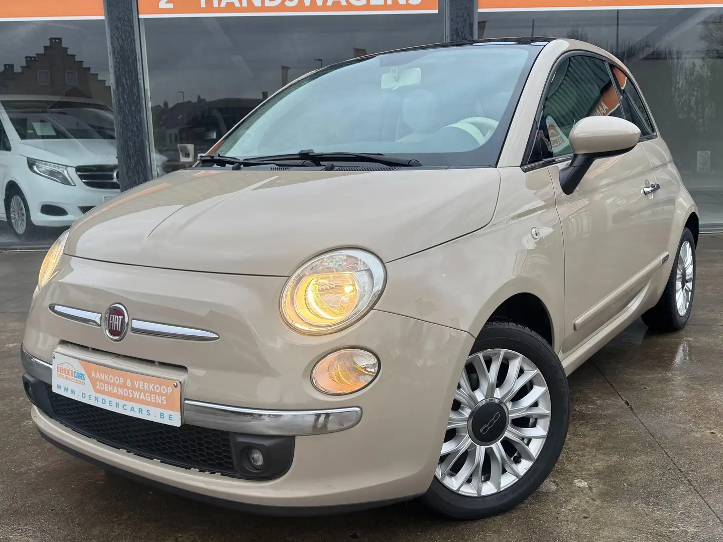 Fiat 500 1.2i benzine,2015, Automaat,96.080km's,AC+Garantie Beige - 1
