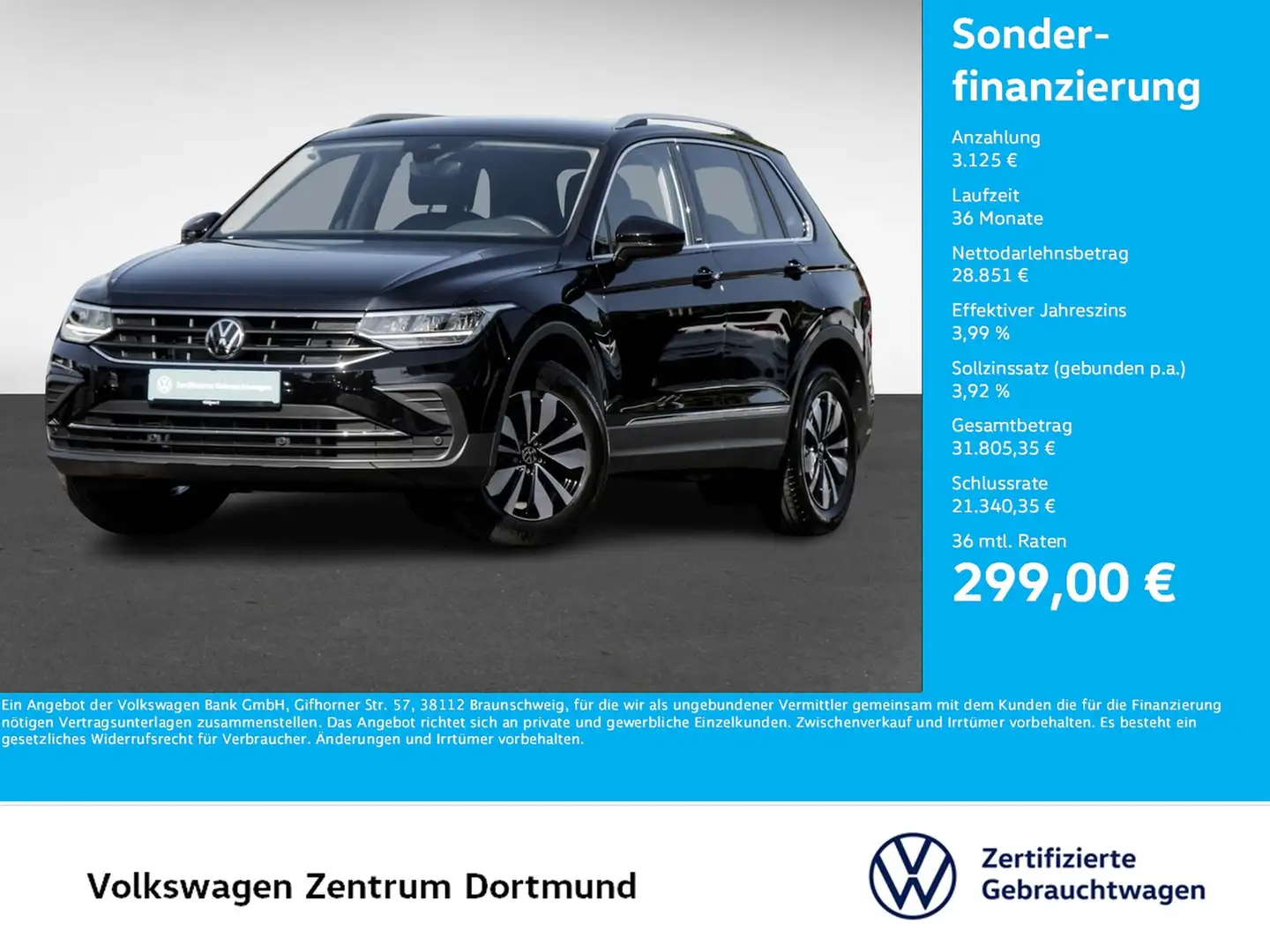 Volkswagen Tiguan 1.5 MOVE AHK CAM ACC LM17 E-KLAPPE NAVI Schwarz - 1