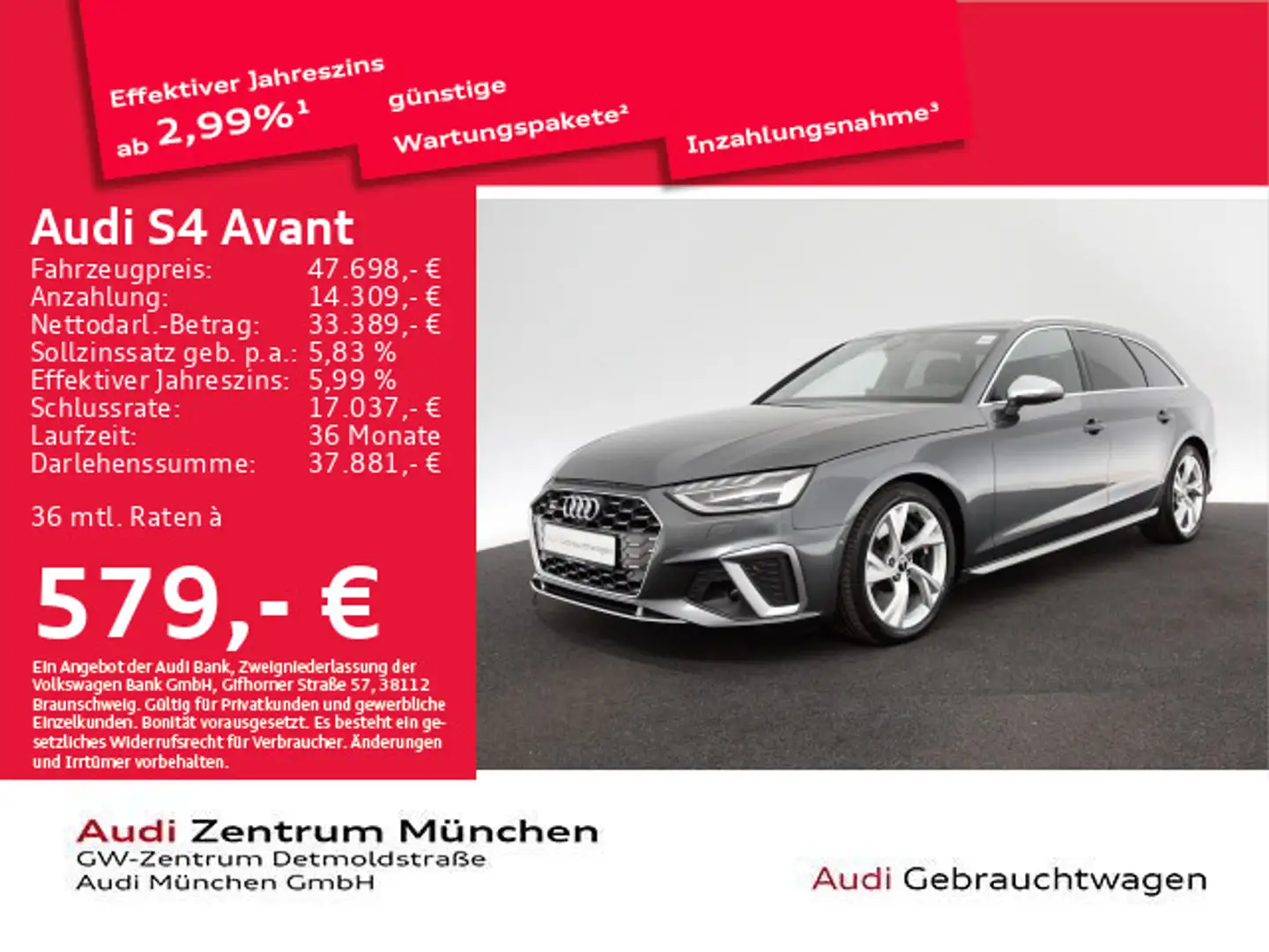 Audi S4 TDI tiptr. B&O/Virtual+/Matrix/Navi+ Gris - 1