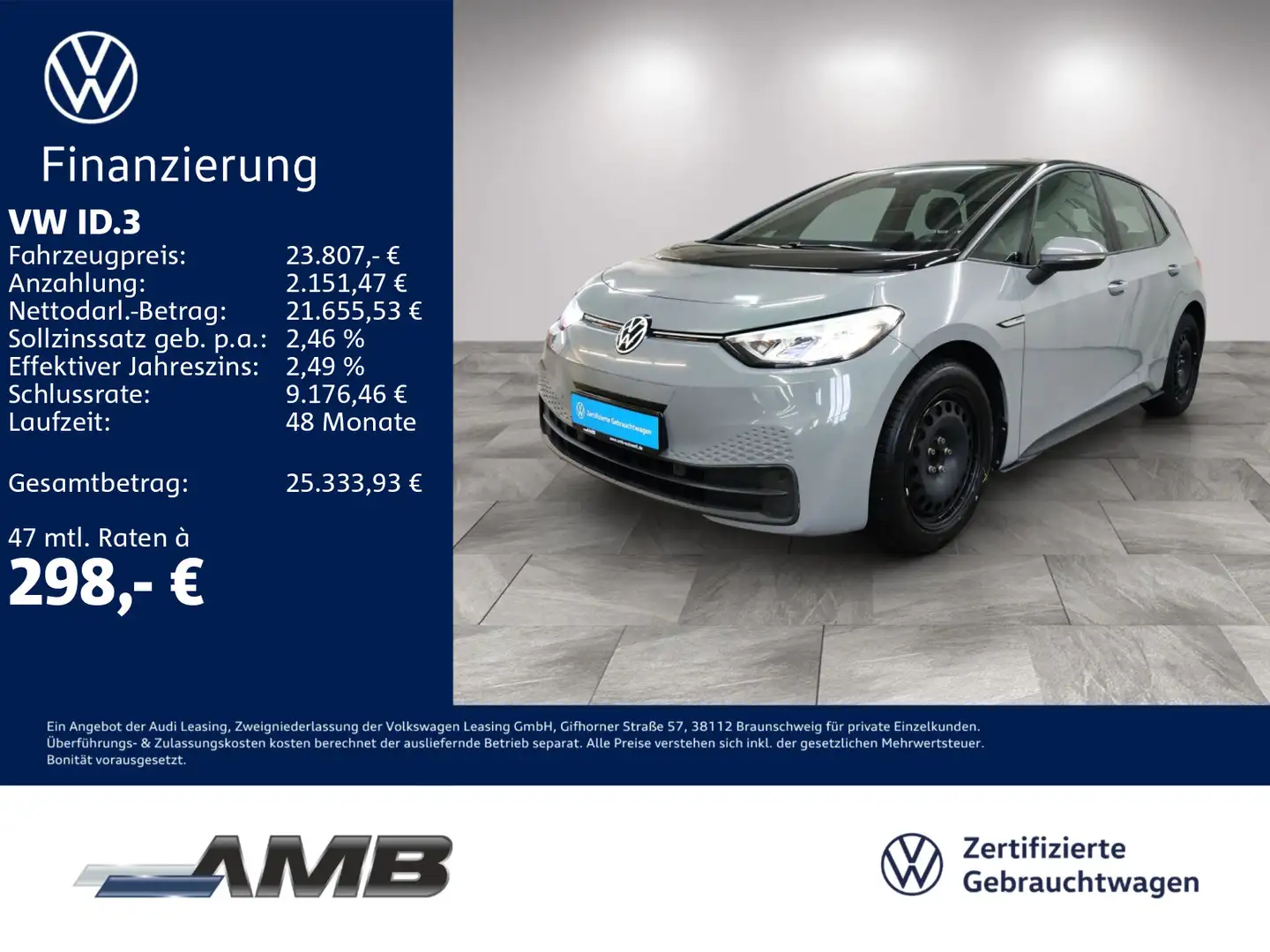Volkswagen ID.3 Pro Performance 58kWh/CCS/Wärmepumpe Grau - 1