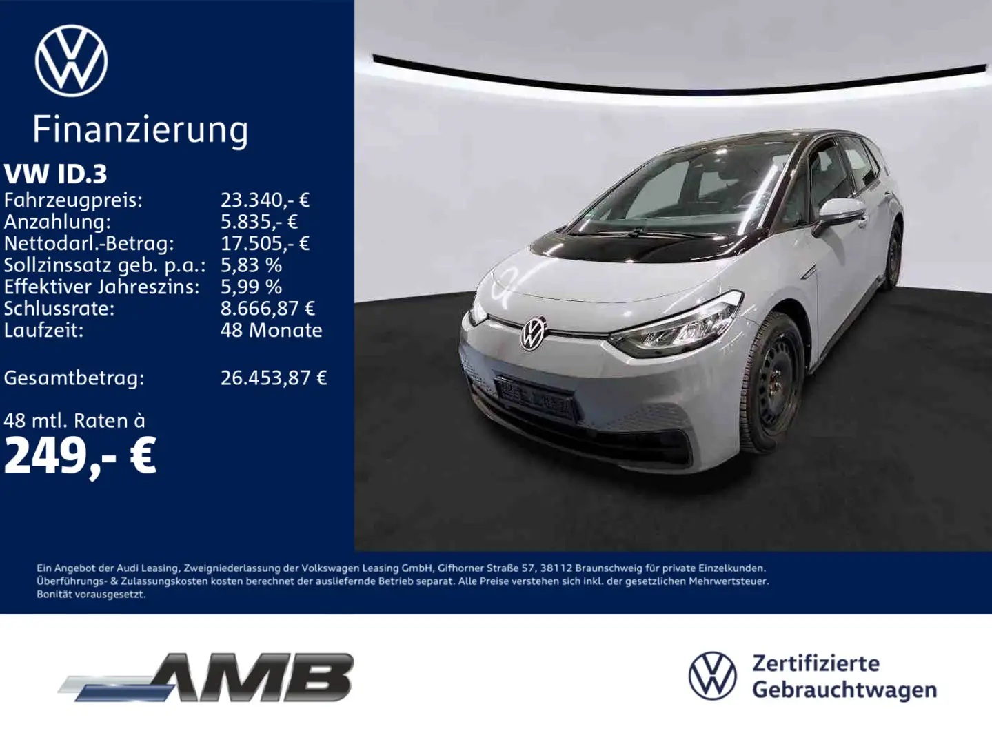 Volkswagen ID.3 Pro Performance 58kWh/CCS/Wärmepumpe Grau - 1