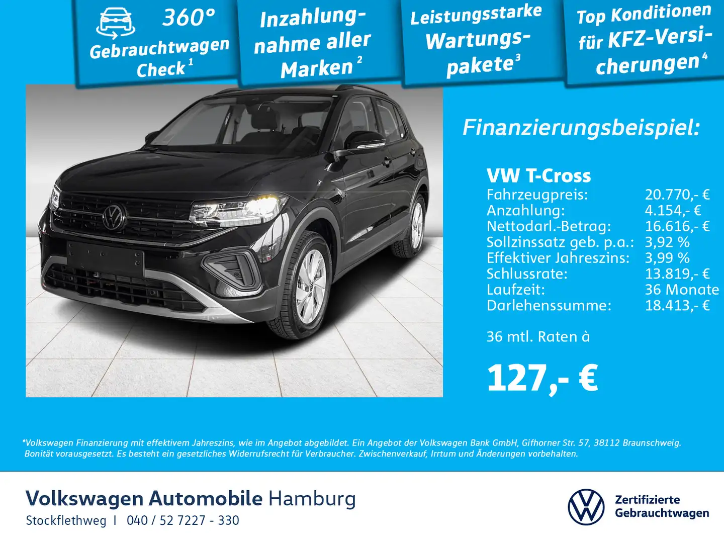 Volkswagen T-Cross 1.0 TSI Life Sitzhzg ACC AppleCarPlay Zwart - 1