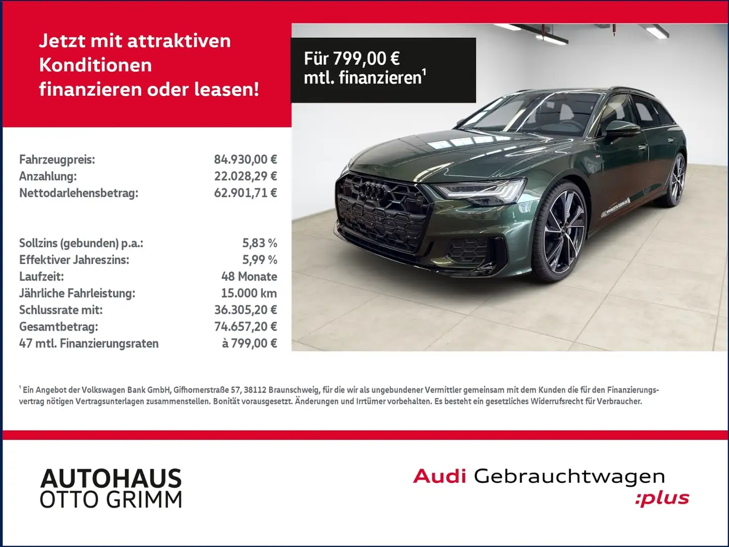 Audi A6 Avant 50 TDI quattro S line Tiptronic Matrix Grün - 1