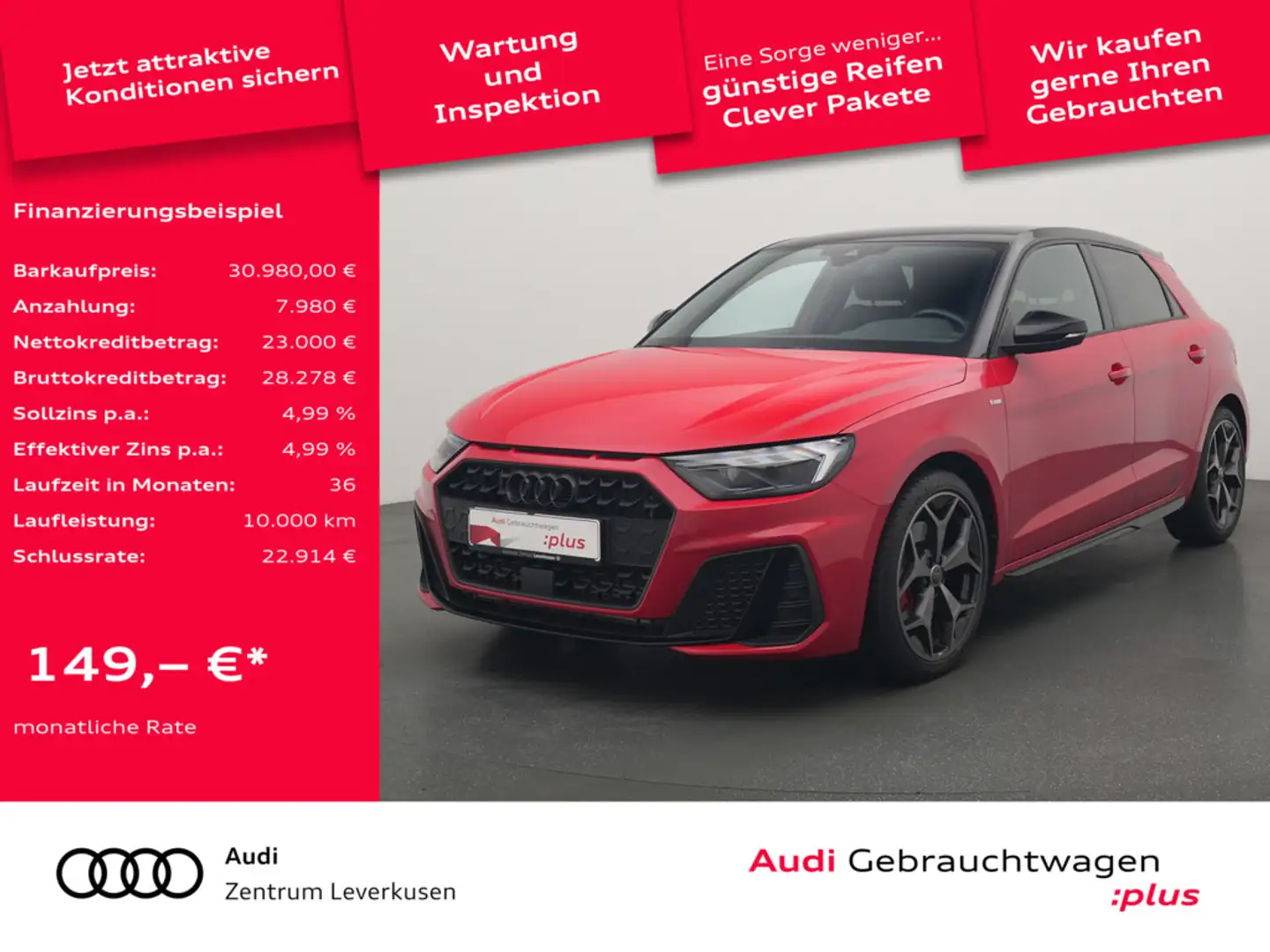 Audi A1 Sportback S line S-TRON NAVI VIRT LEDER AH Rot - 1