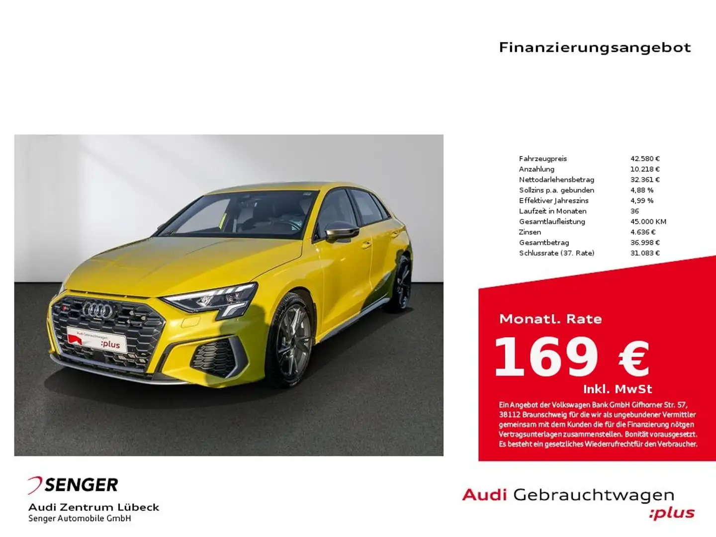 Audi S3 Sportback S tronic Nav B&O PDC Virtual Gelb - 1