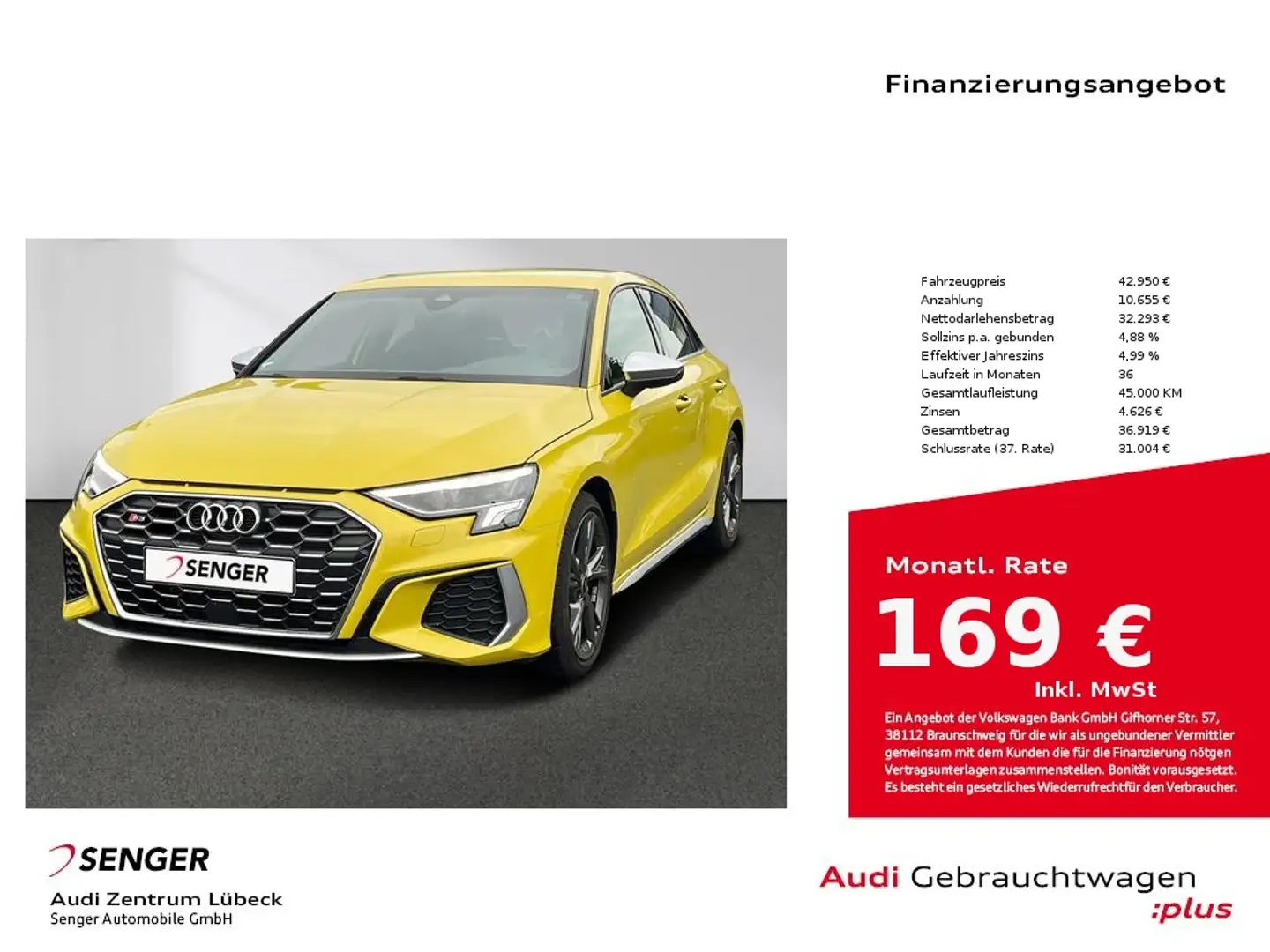 Audi S3 Sportback S tronic Nav B&O PDC Virtual Gelb - 1