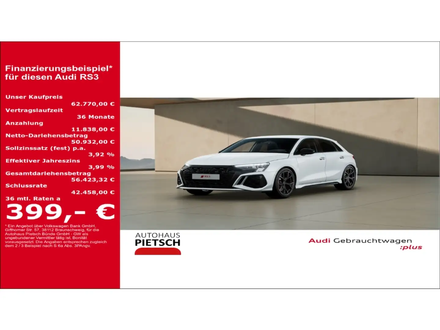 Audi RS3 Sportback 2.5 TFSI quattro Matrix-LED NAVI B&O HUD Weiß - 1