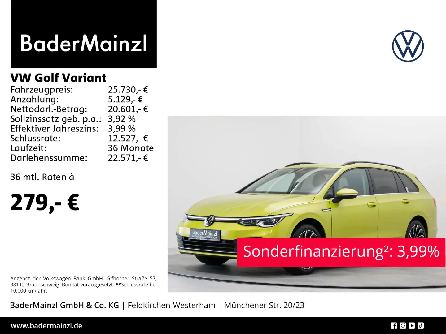 Volkswagen Golf Variant 1.5 eTSI DSG Style Stdh Carplay ACC Gelb - 1