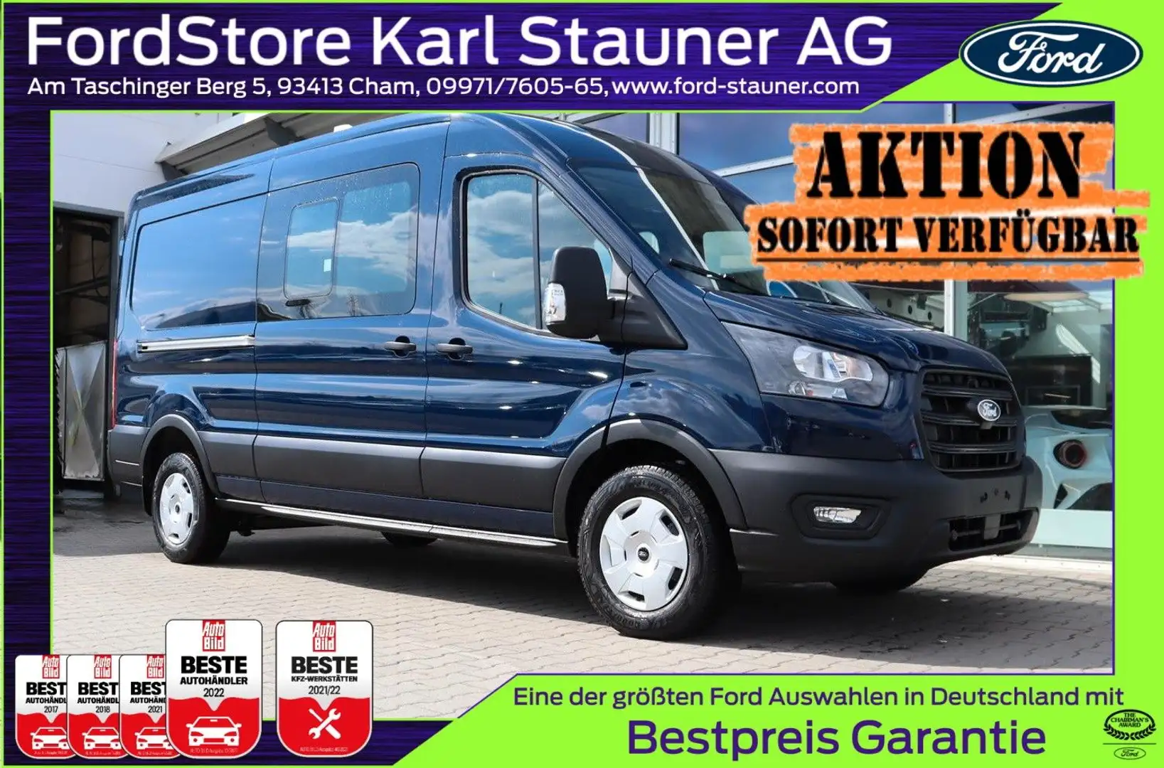 Ford Transit 2.0 DOPPELKABINE 350L3 SYNC 4 3,99% FIN* Blue - 1