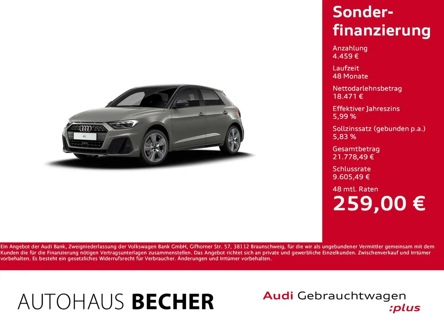 Audi A1 Sportb S line 25 TFSI S tronic /Rückfahrk/LED Grau - 1