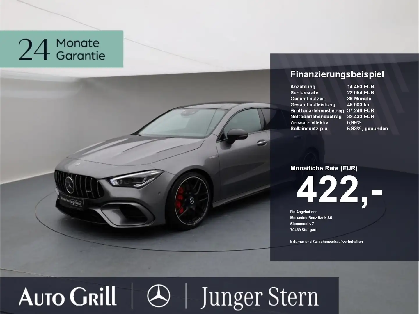 Mercedes-Benz CLA 45 AMG S 4M+ SB Night Pano Leder SKlima Burm Grau - 1