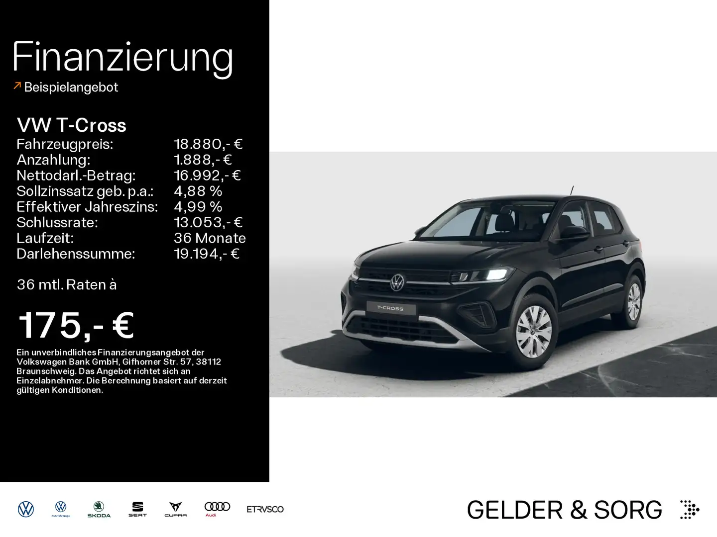 Volkswagen T-Cross 1.0 TSI LED*DAB+*GRA*Digital Noir - 1