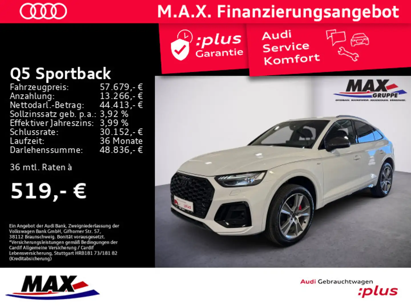 Audi Q5 45 TFSI QUAT S LINE MATRIX+AHK+PANO Weiß - 1