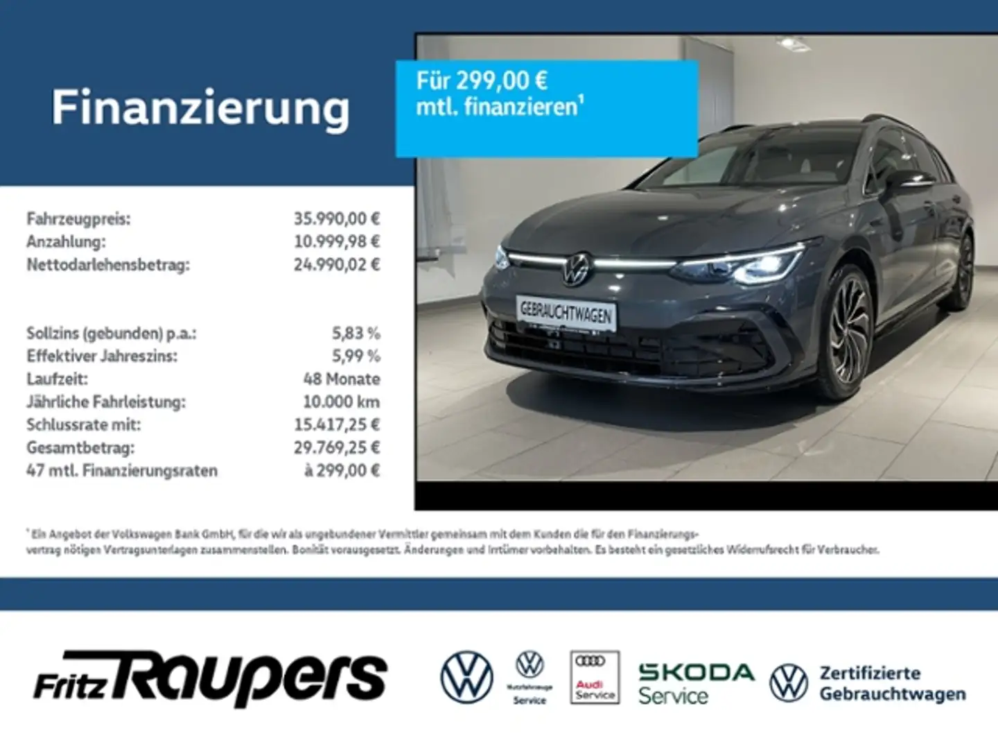 Volkswagen Golf Variant VIII 1.5 eTSI DSG R-Line +AHK+NAVI+ACC Grau - 1