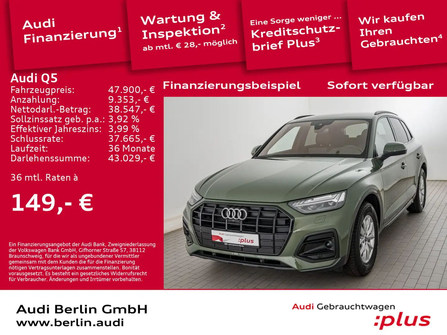 Audi Q5 Advanced 35 TDI S tr. PDC SITZHZG 360°K NAVI Зелёный - 1