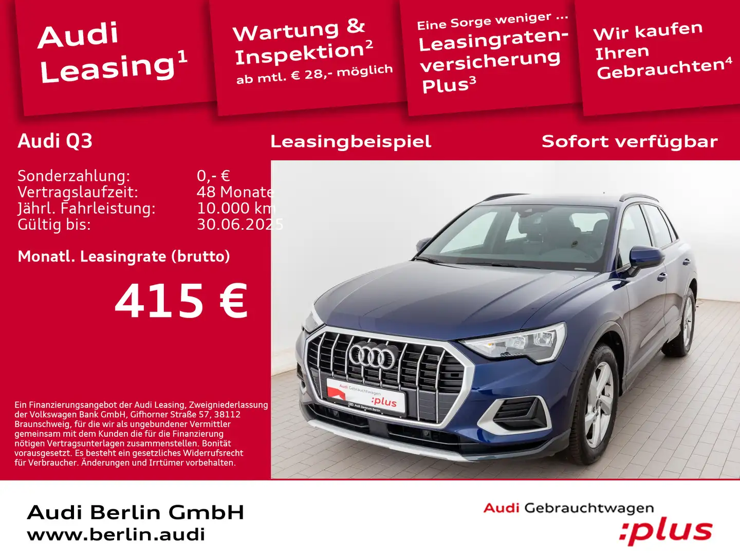 Audi Q3 advanced 35 TDI S tr. PDC NAVI RFK VIRTUAL Blau - 1