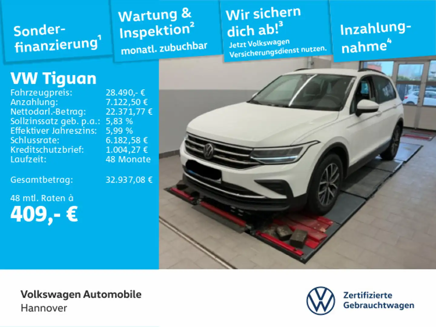 Volkswagen Tiguan 2.0 TDI AHK LED Kamera PDC SHZ Weiß - 1