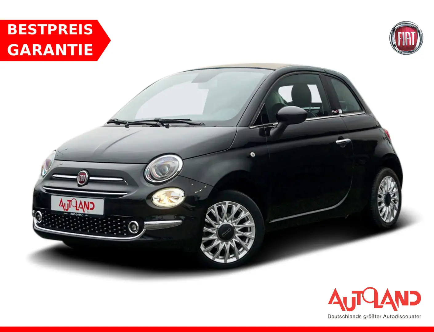 Fiat 500 0.9 Lounge Navi Sitzheizung el. Verdeck PDC Schwarz - 1