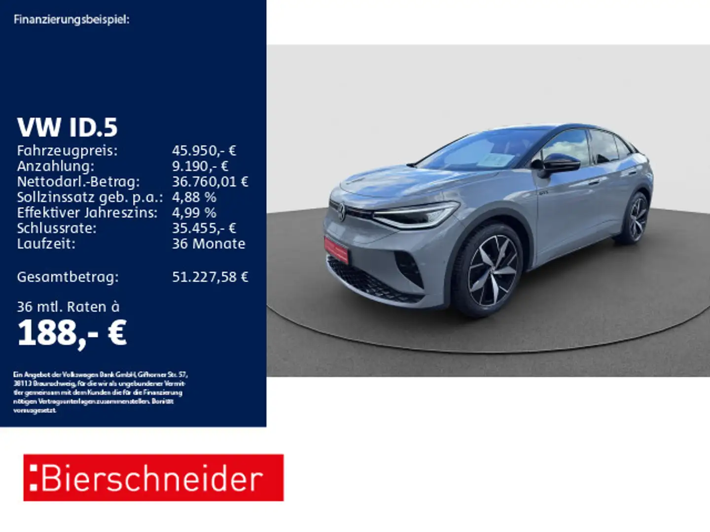 Volkswagen ID.5 GTX 4Mo AHK MATRIX DCC 360 Grau - 1