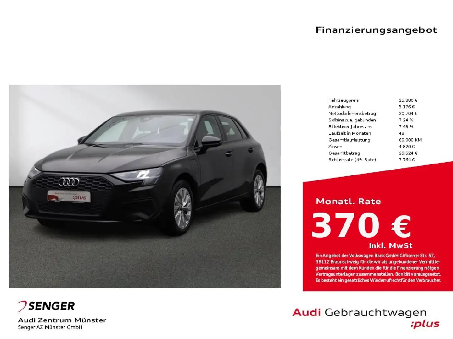 Audi A3 40 TFSI e S tronic MMI LED Schwarz - 1