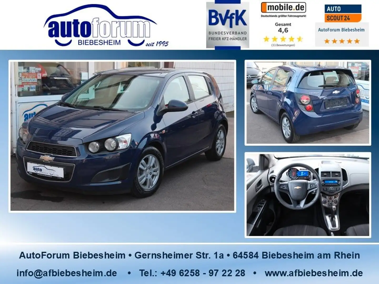 Chevrolet Aveo 1.4 LT+ Automatik Klima*Tempomat*TÜV neu*.. Kék - 1