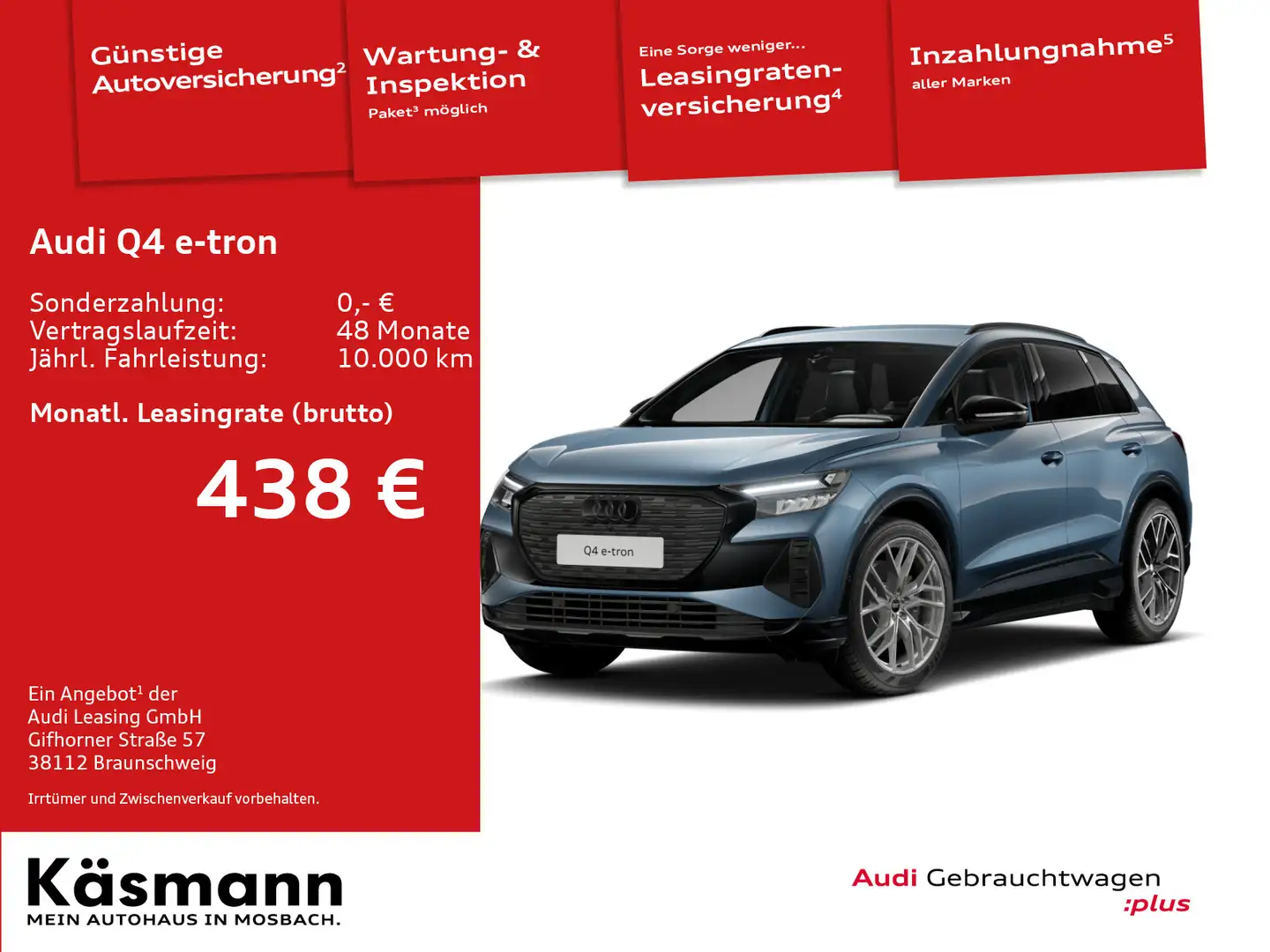Audi Q4 e-tron 45 S line AHK 360° ACC SHZ Blau - 2