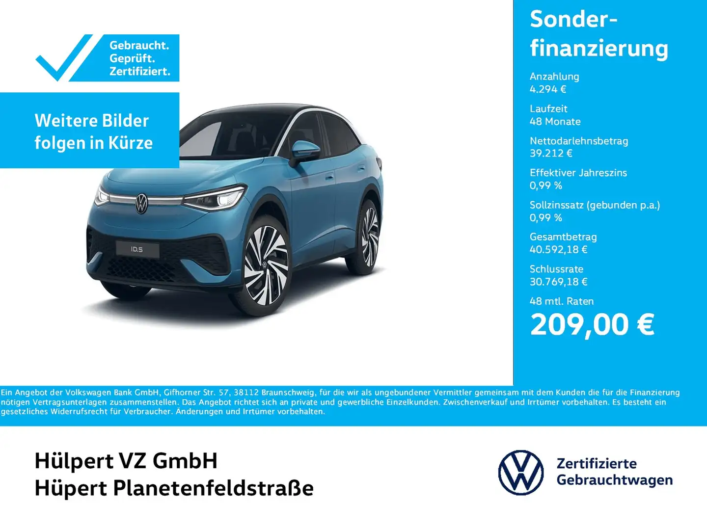 Volkswagen ID.5 PRO WÄRMEPUMPE AHK CAM ACC LM21 MATRIXLED Blau - 1