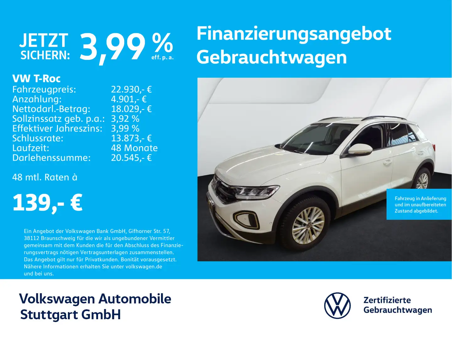 Volkswagen T-Roc Life 1.0 TSI Navi LED PDC SHZ Weiß - 1