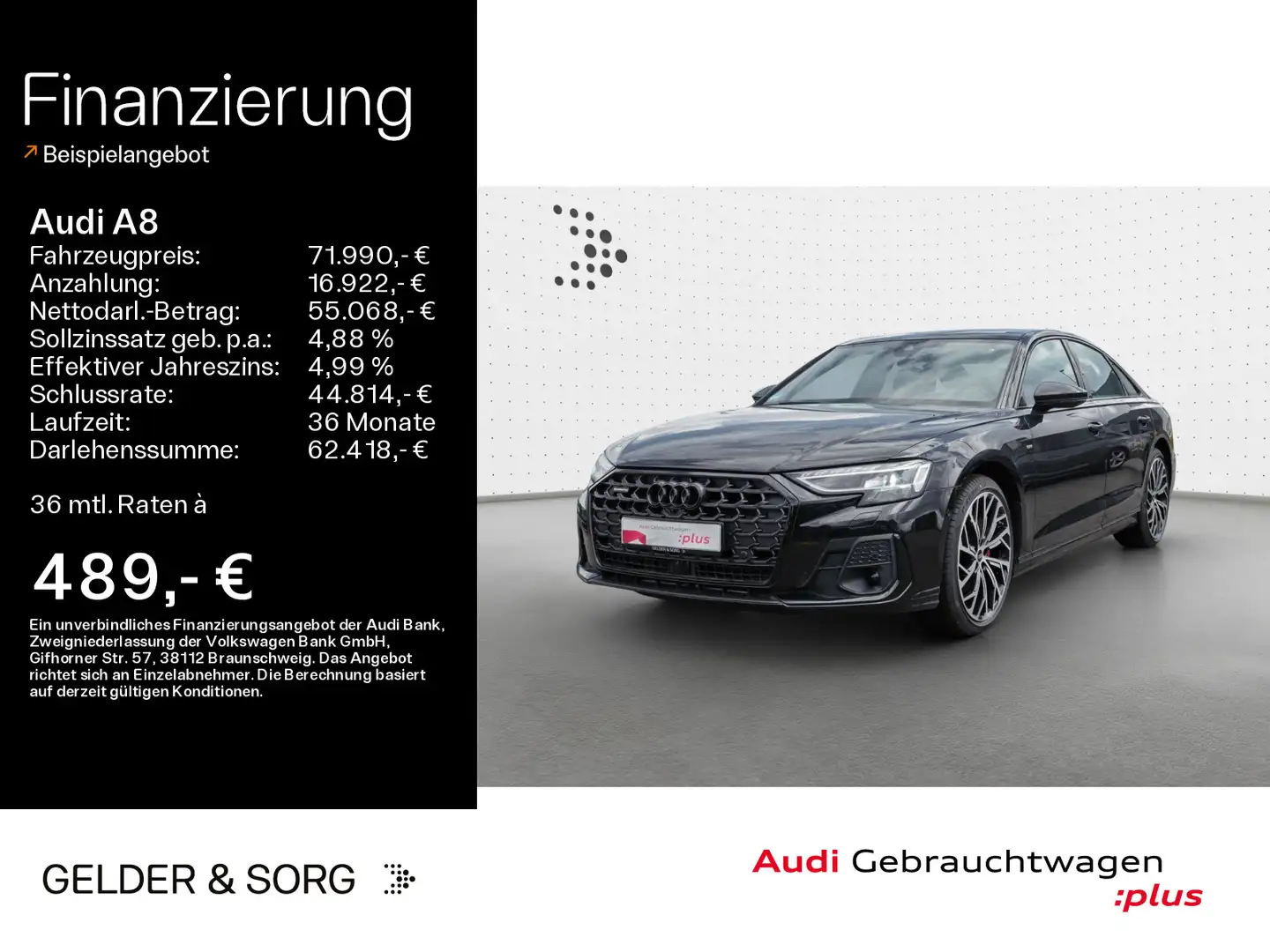 Audi A8 50 TDI quattro S line Air*Matrix*HuD*Pano Schwarz - 1