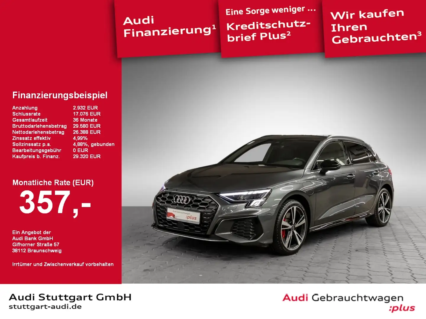 Audi A3 Sportback 45 TFSI e S line LED Navi B&O AHK Grau - 1