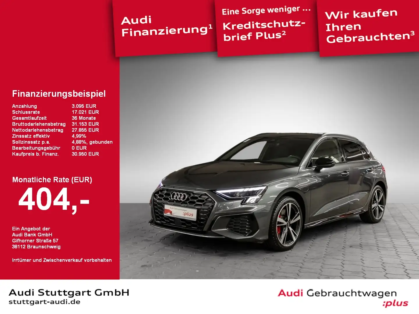 Audi A3 Sportback 45 TFSI e S line LED Navi B&O AHK Grigio - 1