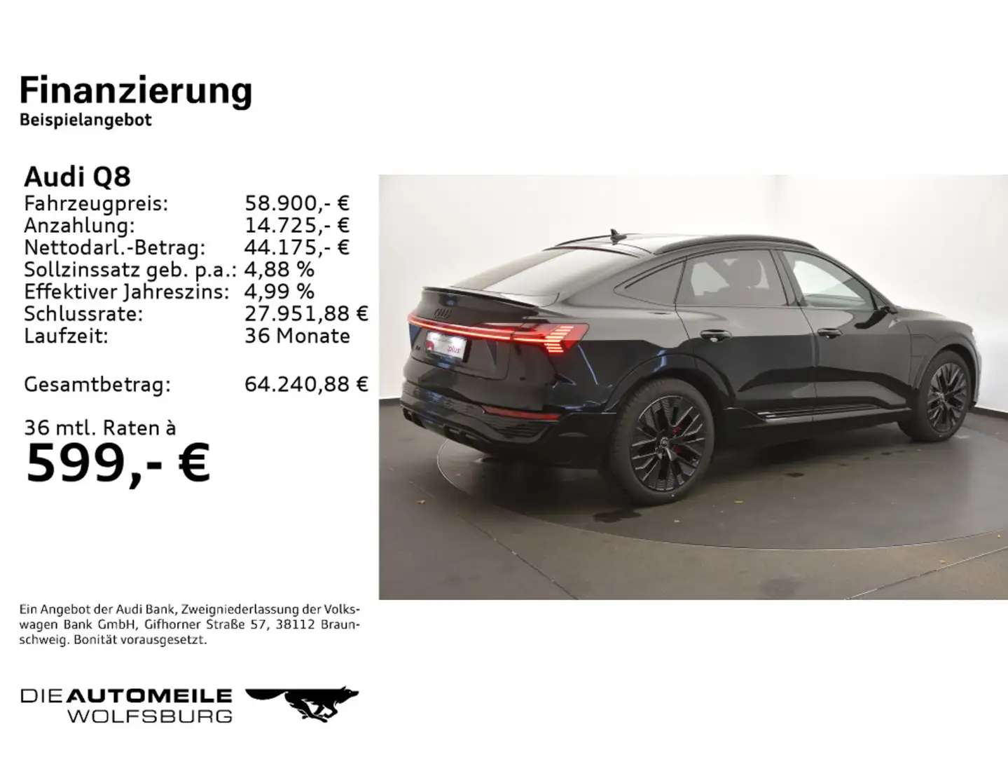 Audi Q8 Sportback 55 e-tron quattro S line Schwarz - 2