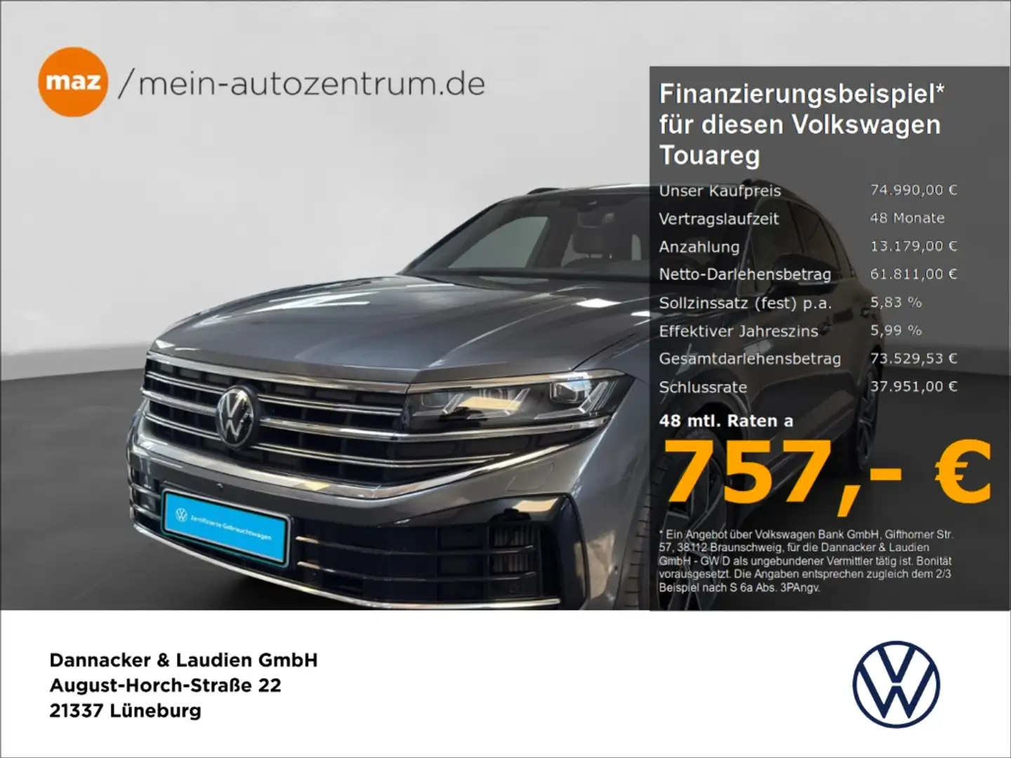 Volkswagen Touareg 3.0 TSI eHybrid 4Motion Elegance Alu Matrix-LED AH Grau - 1