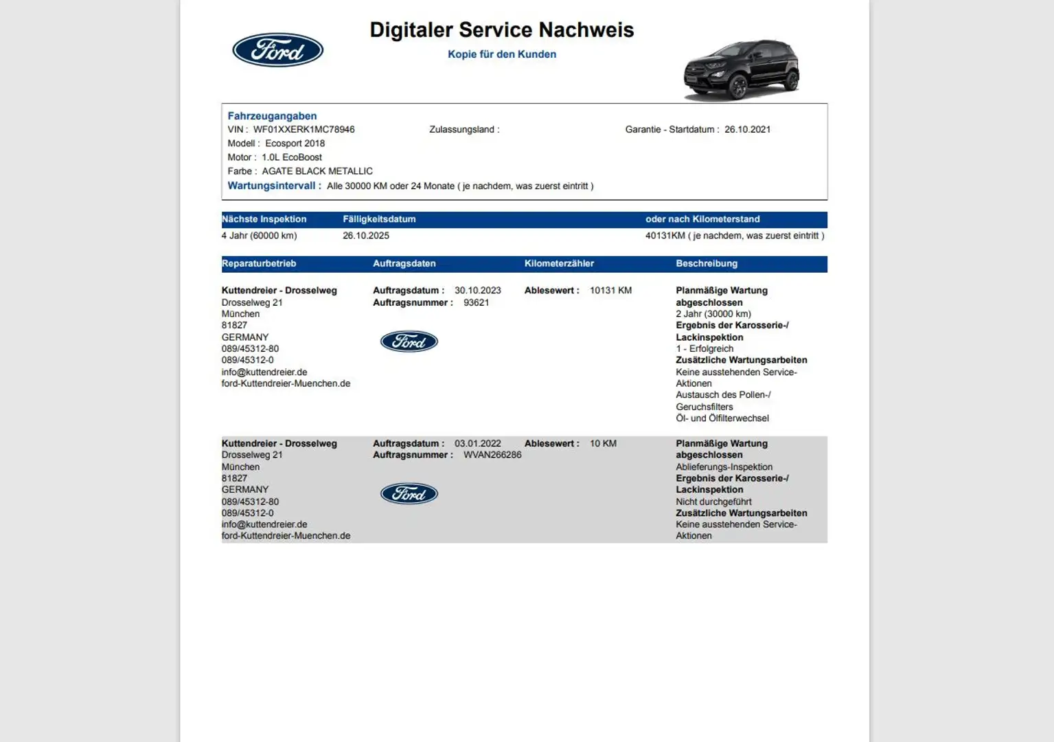 Ford EcoSport ST-Line Navi Kamera LED Teilleder 2xPDC Schwarz - 2