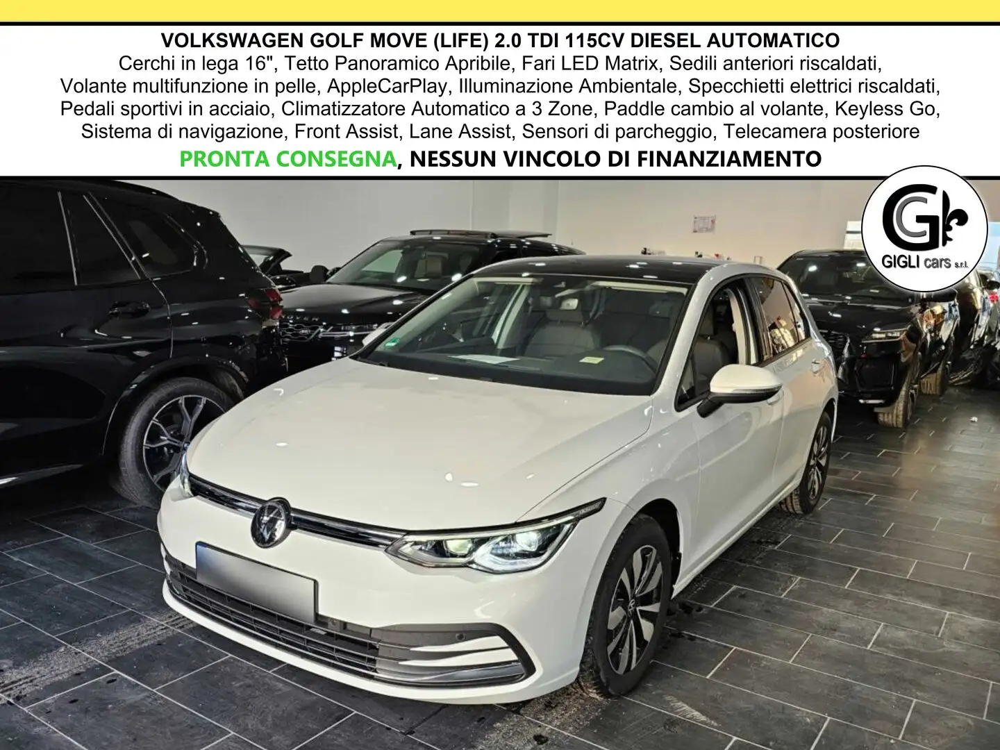 Volkswagen Golf TDI MOVE LIFE C.16 Tetto Nav Led Matrix Clima3Zone Bianco - 1