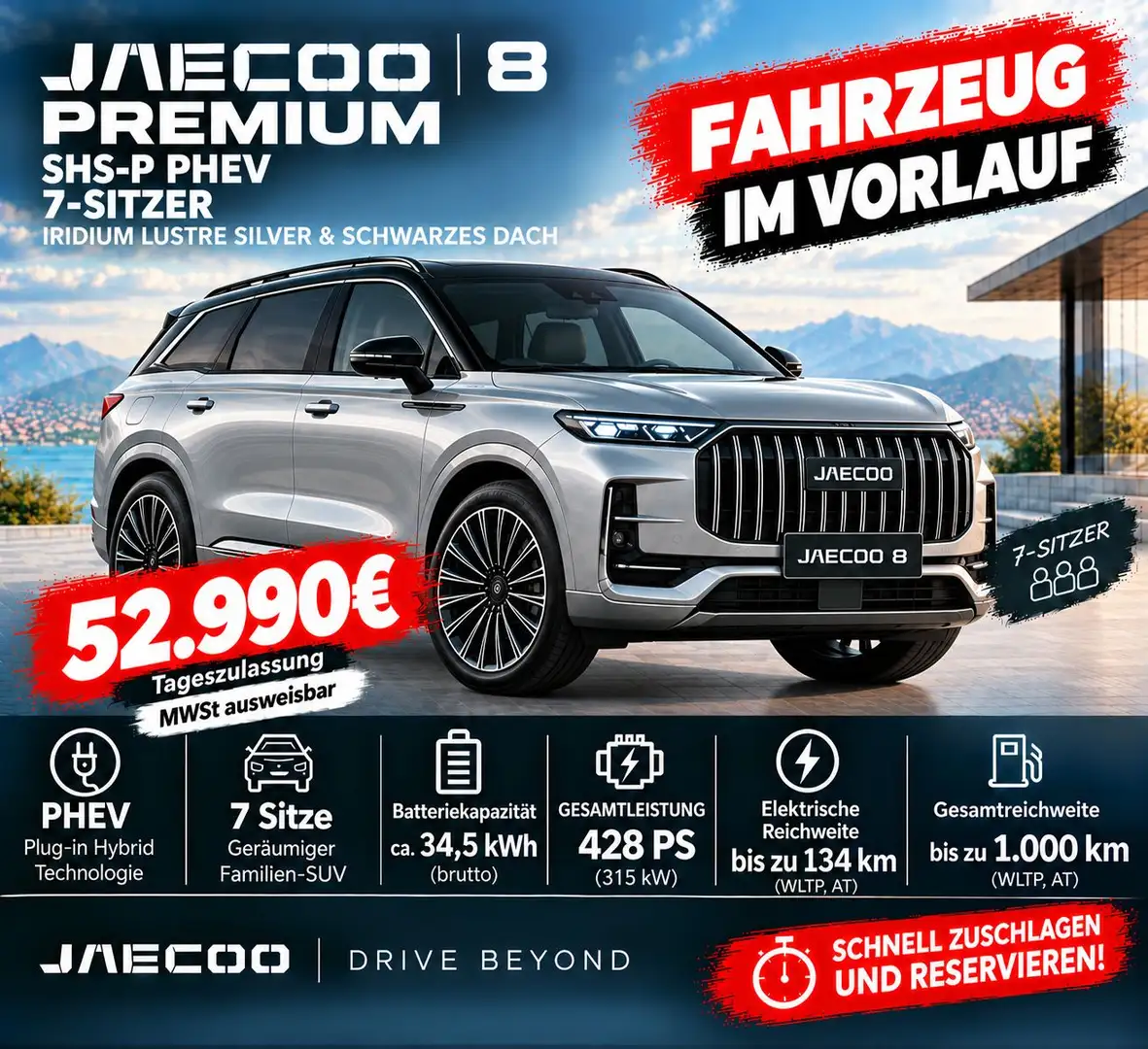 Jaecoo J8 SHS-P Premium PHEV 428PS 7-Sitzer Silber - 1