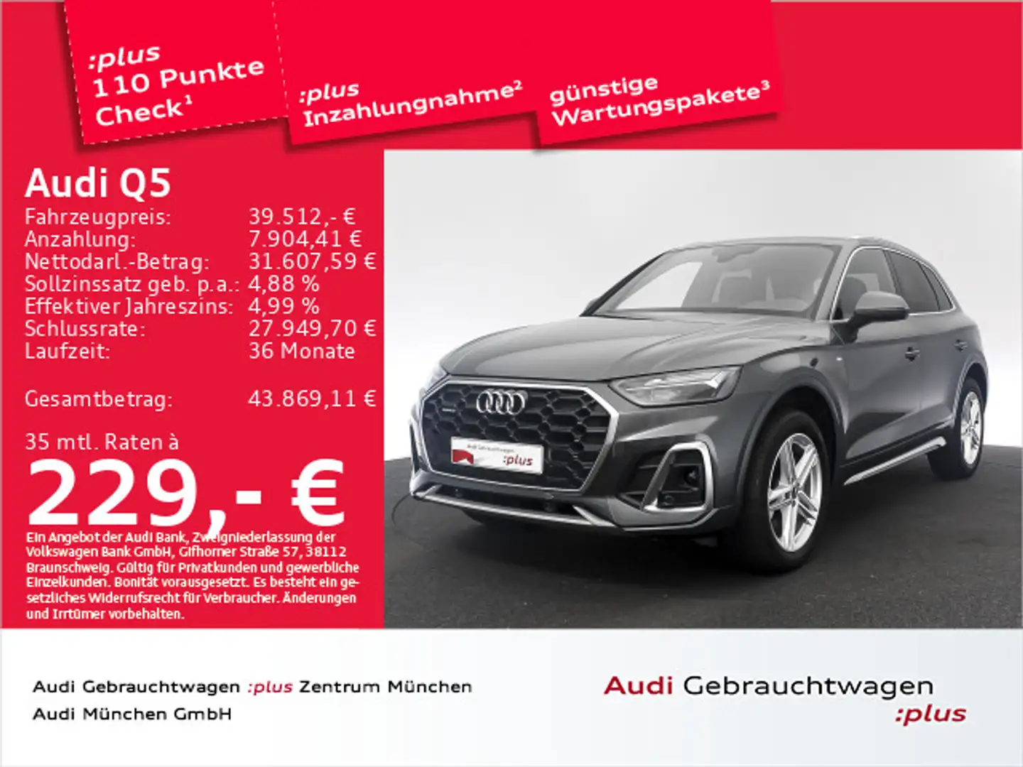 Audi Q5 40 TDI qu. S tronic S line AHK/Virtual/Navi+ Grau - 1