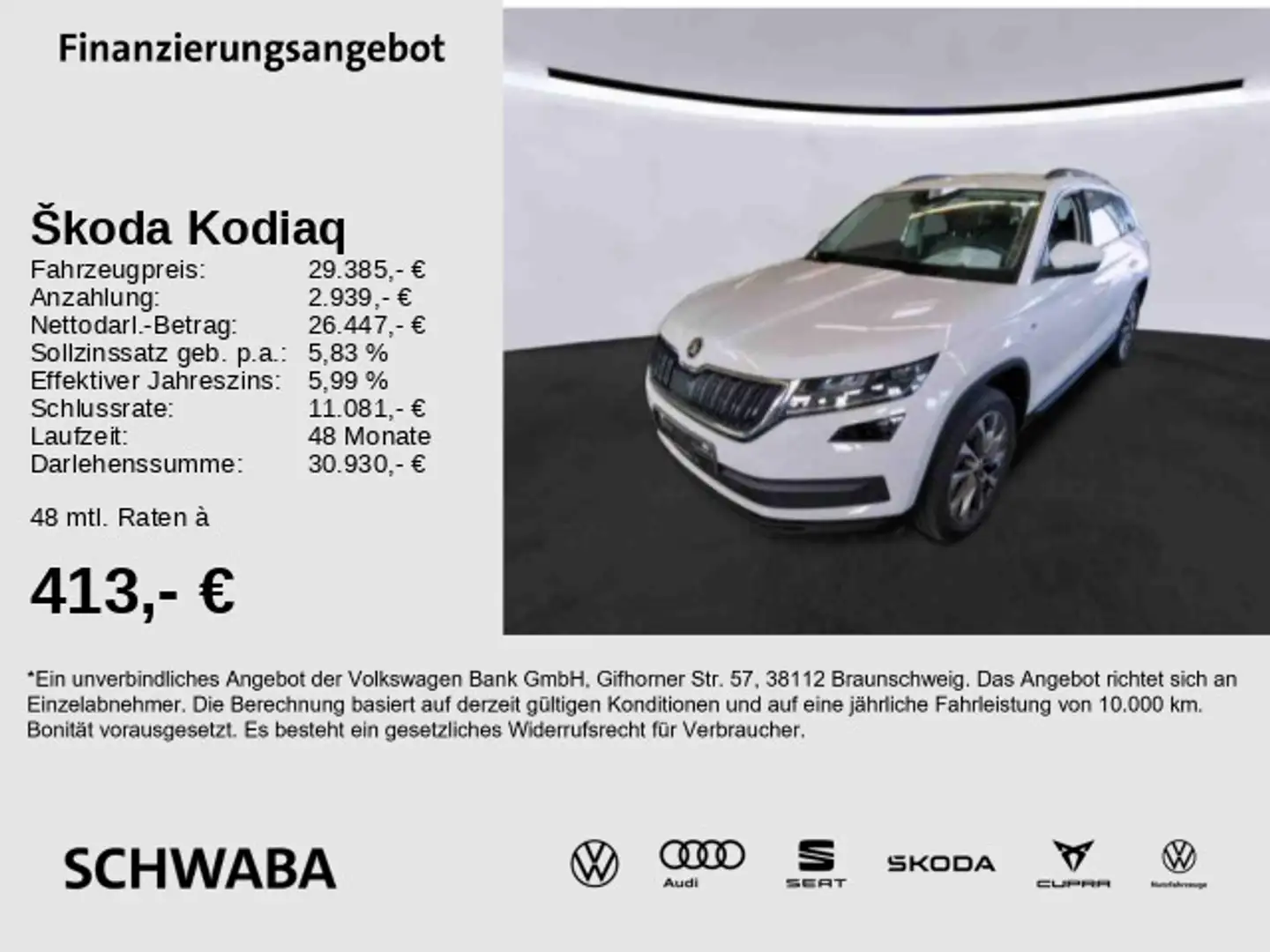 Skoda Kodiaq CLEVER 1.5TSI DSG *AHK*LED*NAVI*LANE*19'' Weiß - 1