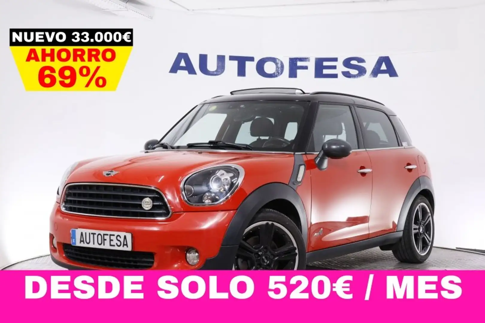 MINI One D 1.6 ALL4 PACK RED HOT CHILI 112CV # TECHO PANORAMI Rojo - 1