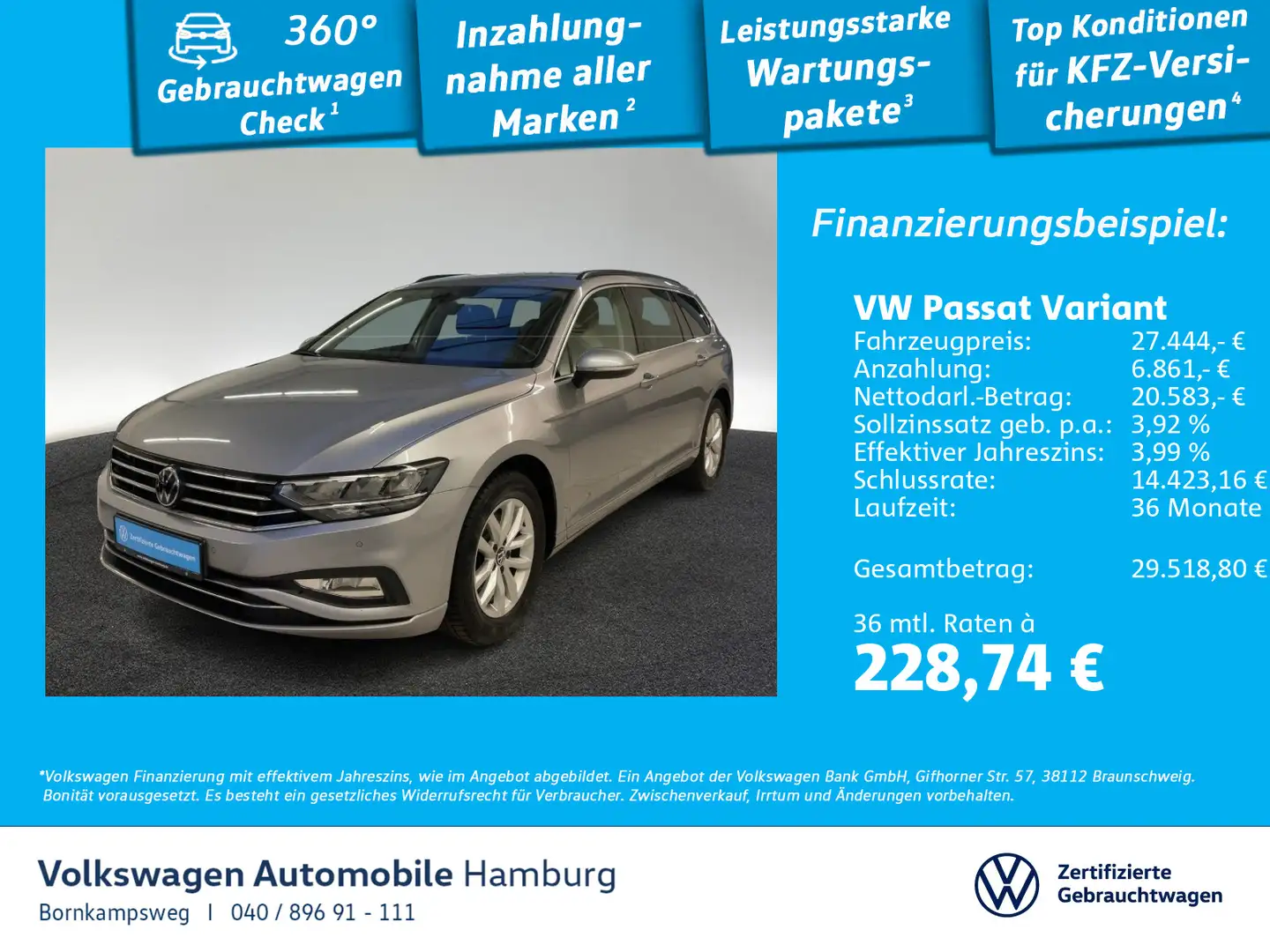 Volkswagen Passat Variant 1.5 TSI Business DSG Navi AHK LED Silber - 1