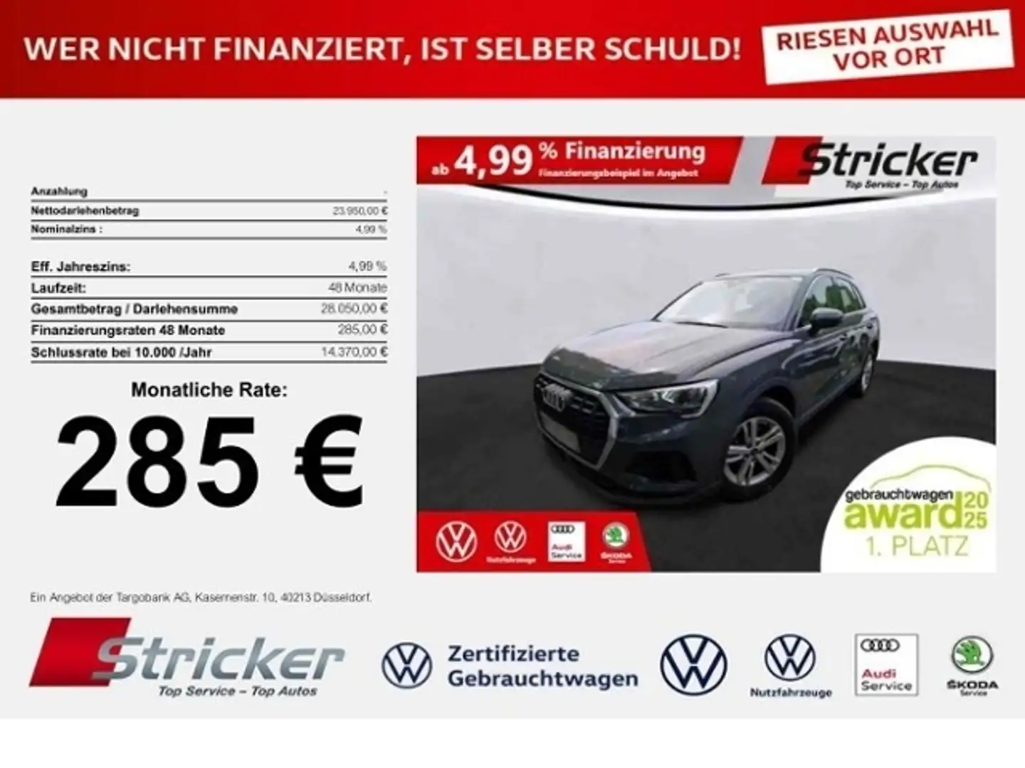 Audi Q3 35TFSI S-Tronic 285,-ohne Anzahlung Einparkhilfe Grau - 1