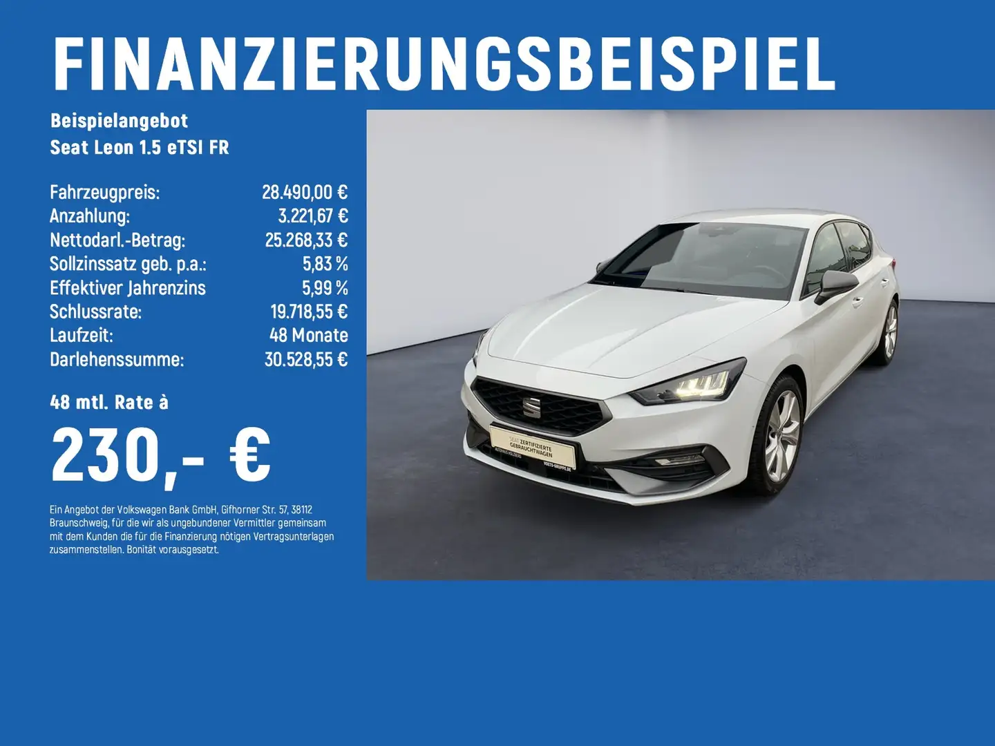 SEAT Leon 1.5 eTSI FR NAVI+ACC+RFK Weiß - 2