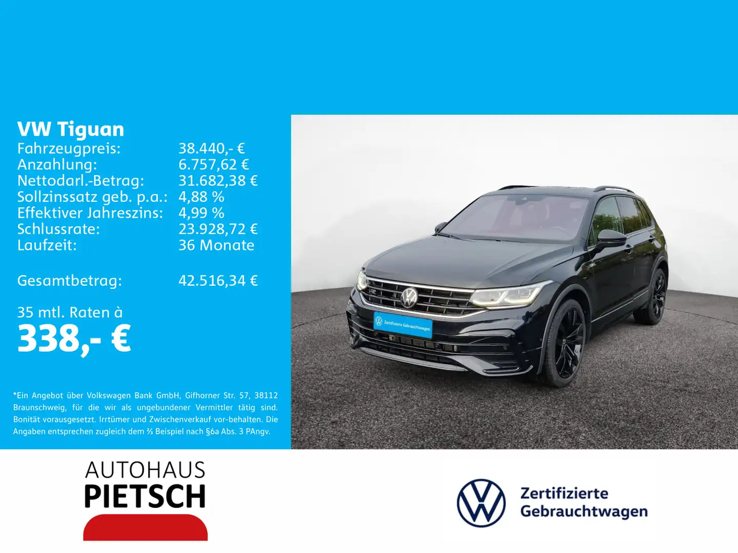 Volkswagen Tiguan 2.0 TDI R-Line Schwarz - 1