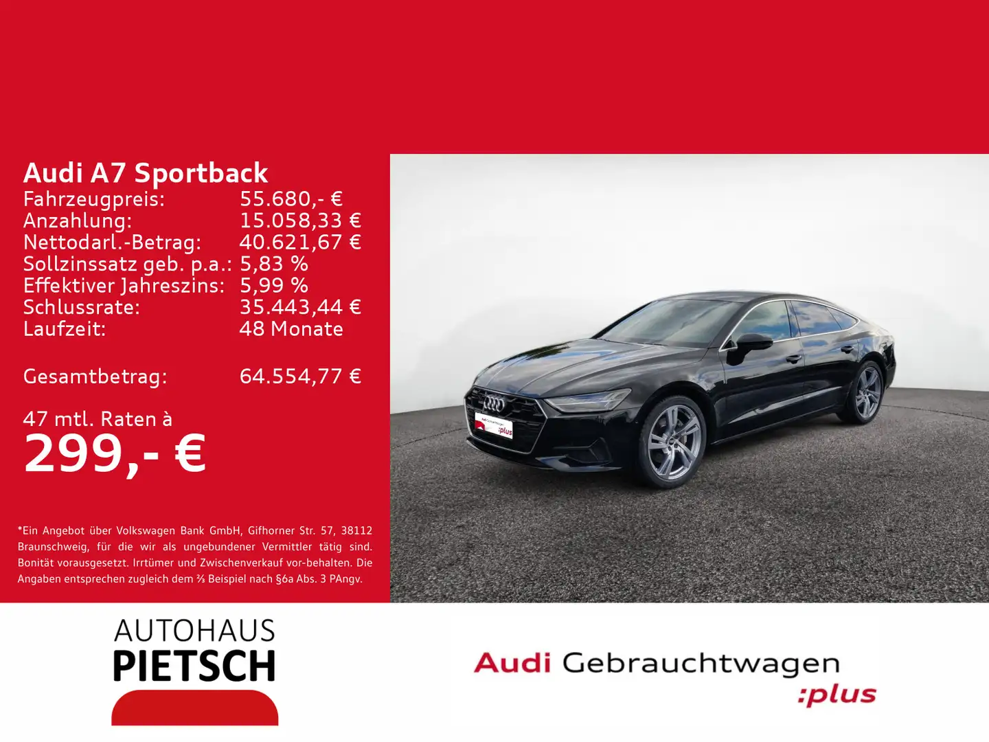 Audi A7 45 TDI quattro Schwarz - 1