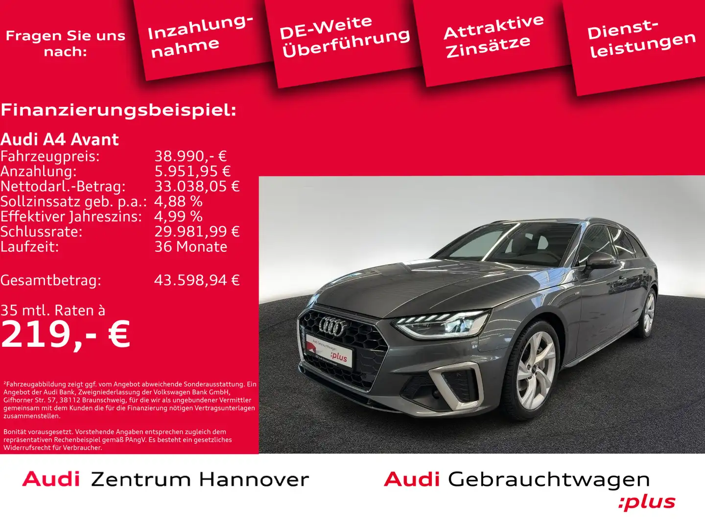Audi A4 40 TFSI S line S tronic Grau - 1