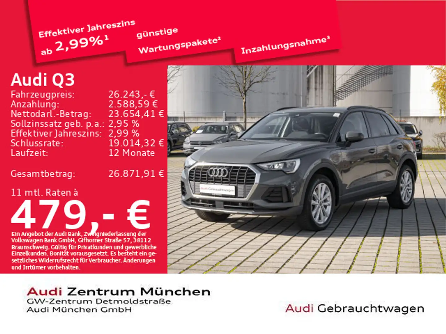 Audi Q3 45 TFSI e S tronic Virtual/Navi Schwarz - 1