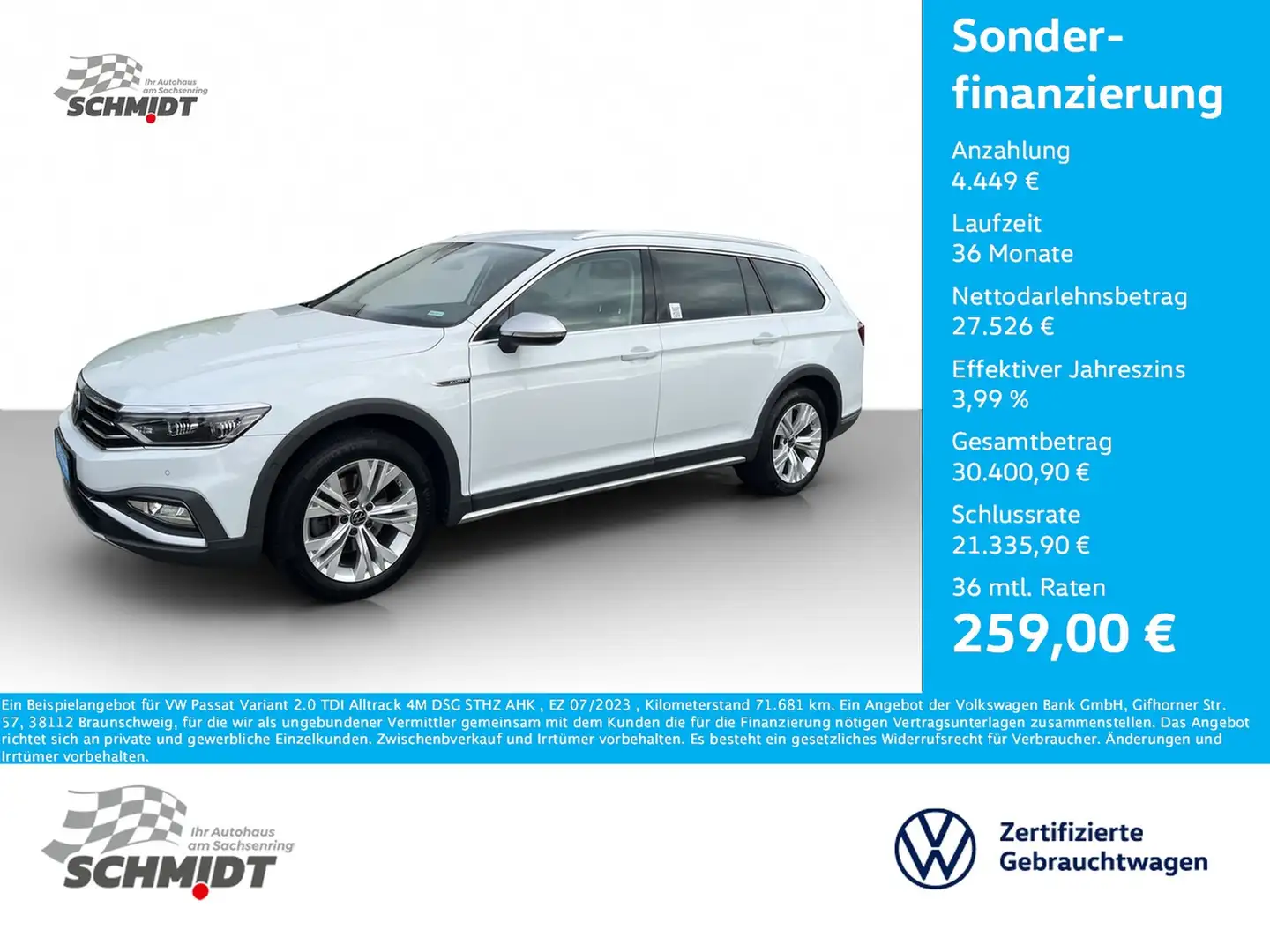 Volkswagen Passat Variant 2.0 TDI Alltrack 4M DSG STHZ AHK Weiß - 1