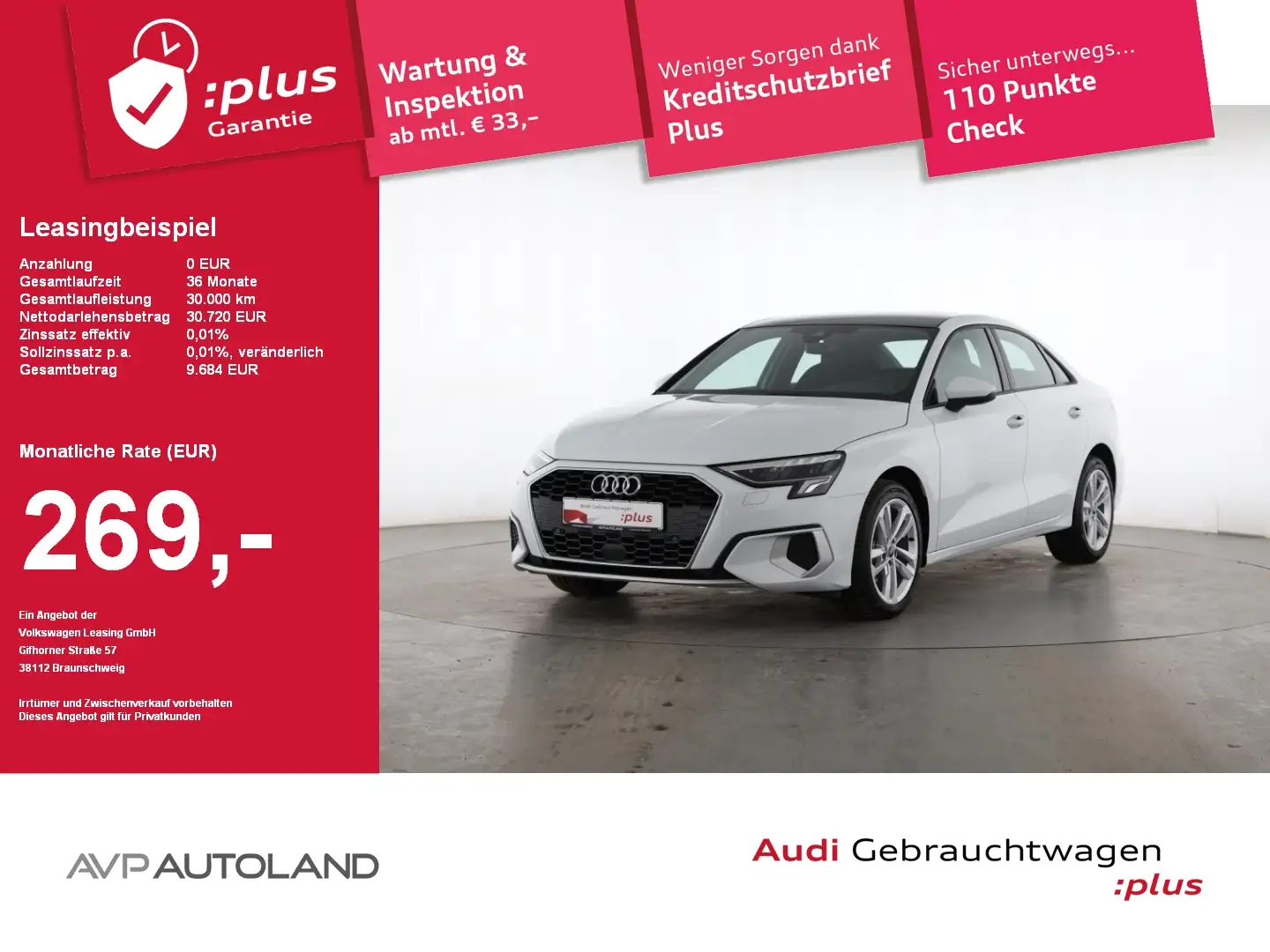 Audi A3 Limousine 30 TFSI S tronic advanced |AHK|LED Blanc - 1