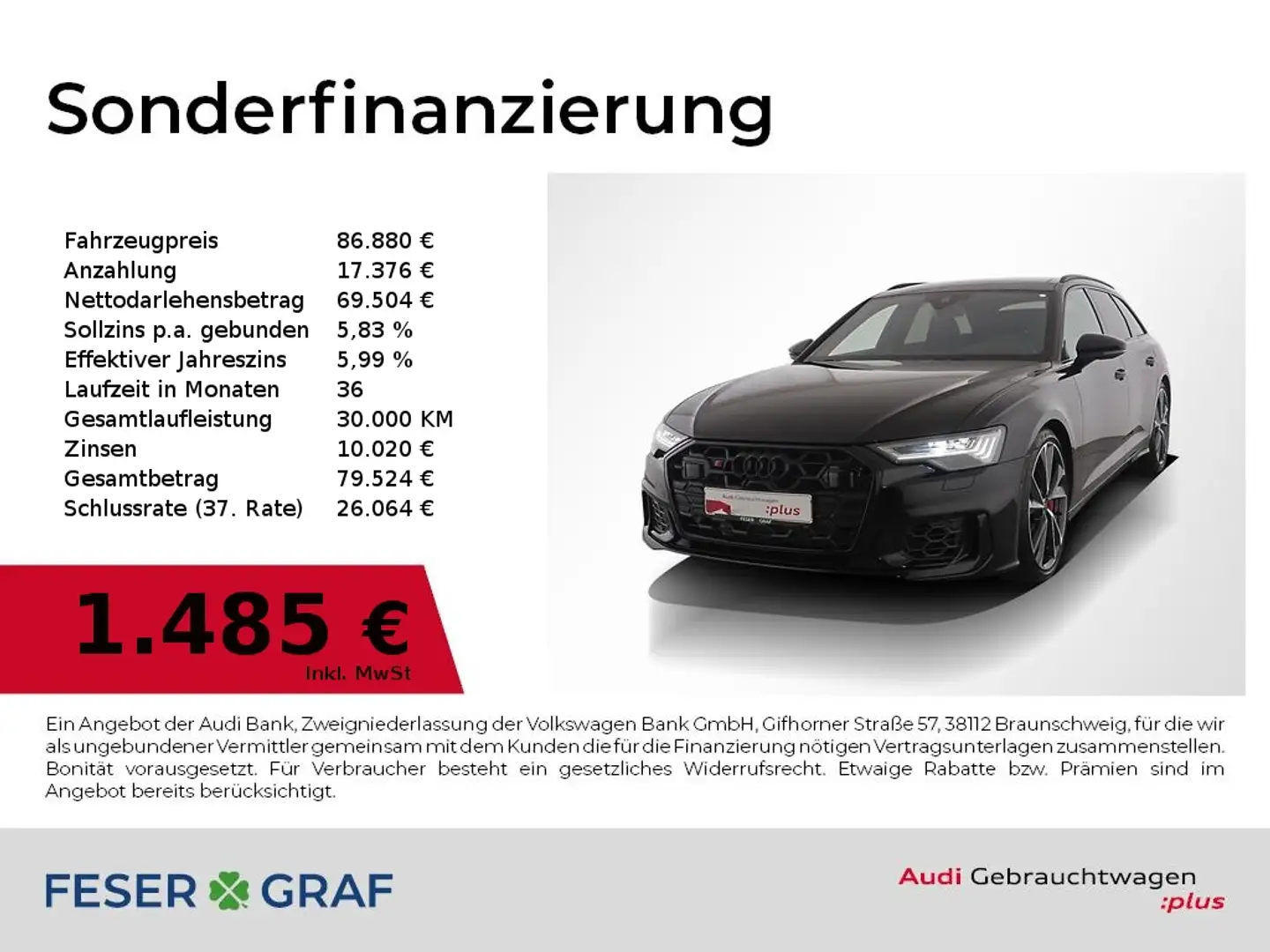 Audi S6 Avant 3.0 TDI quattro S tronic Matrix / PANO / B&O Schwarz - 1