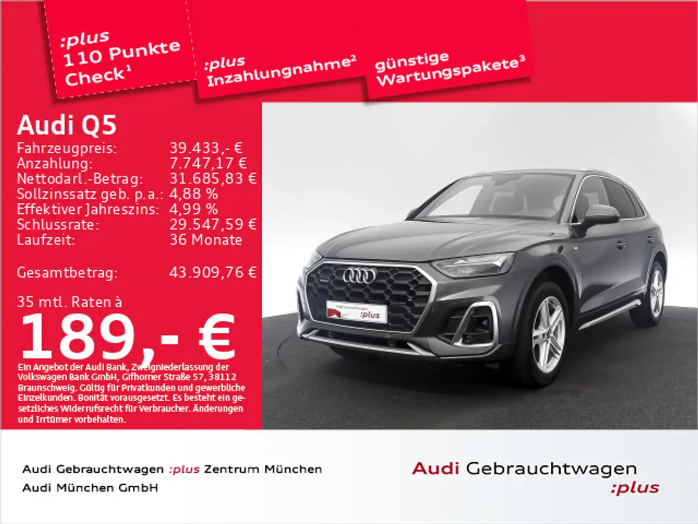 Audi Q5 40 TDI qu. S tronic 2x S line AHK/Navi+ Grau - 1